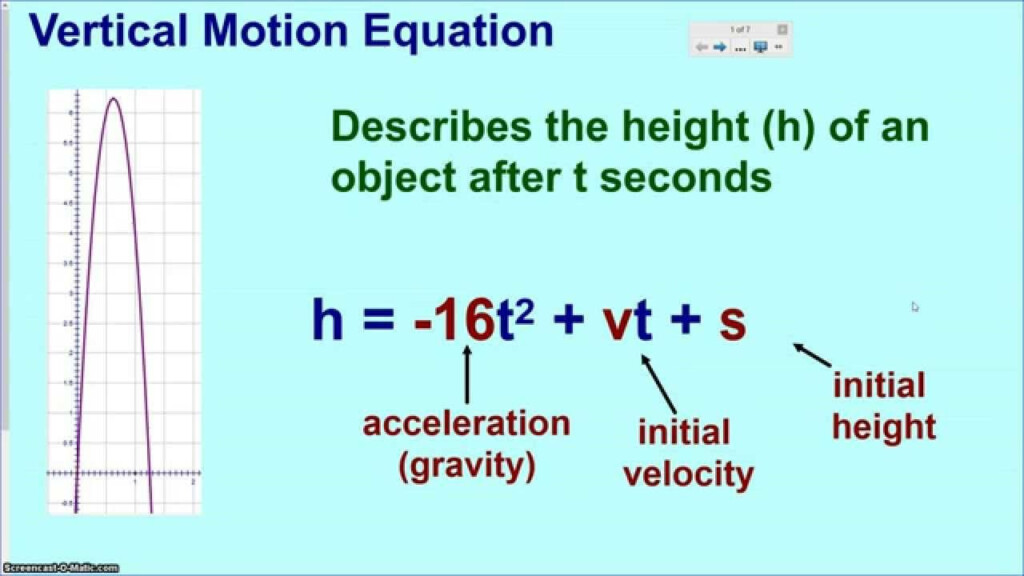 Vertical Projectile Motion Graphing Quadratics Word Problem 