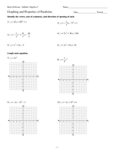 Worksheet Graphing Quadratics From Standard Form Answer Key