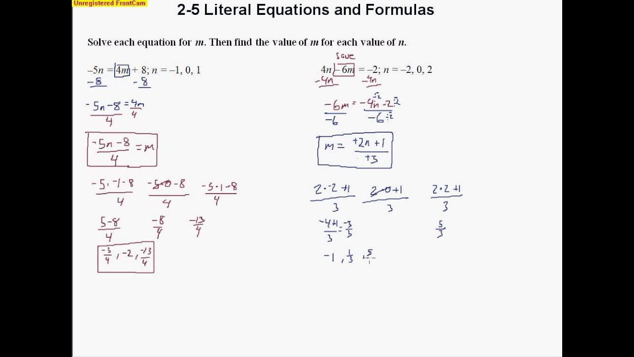 2 5 Practice Literal Equations And Formulas Form G Tessshebaylo