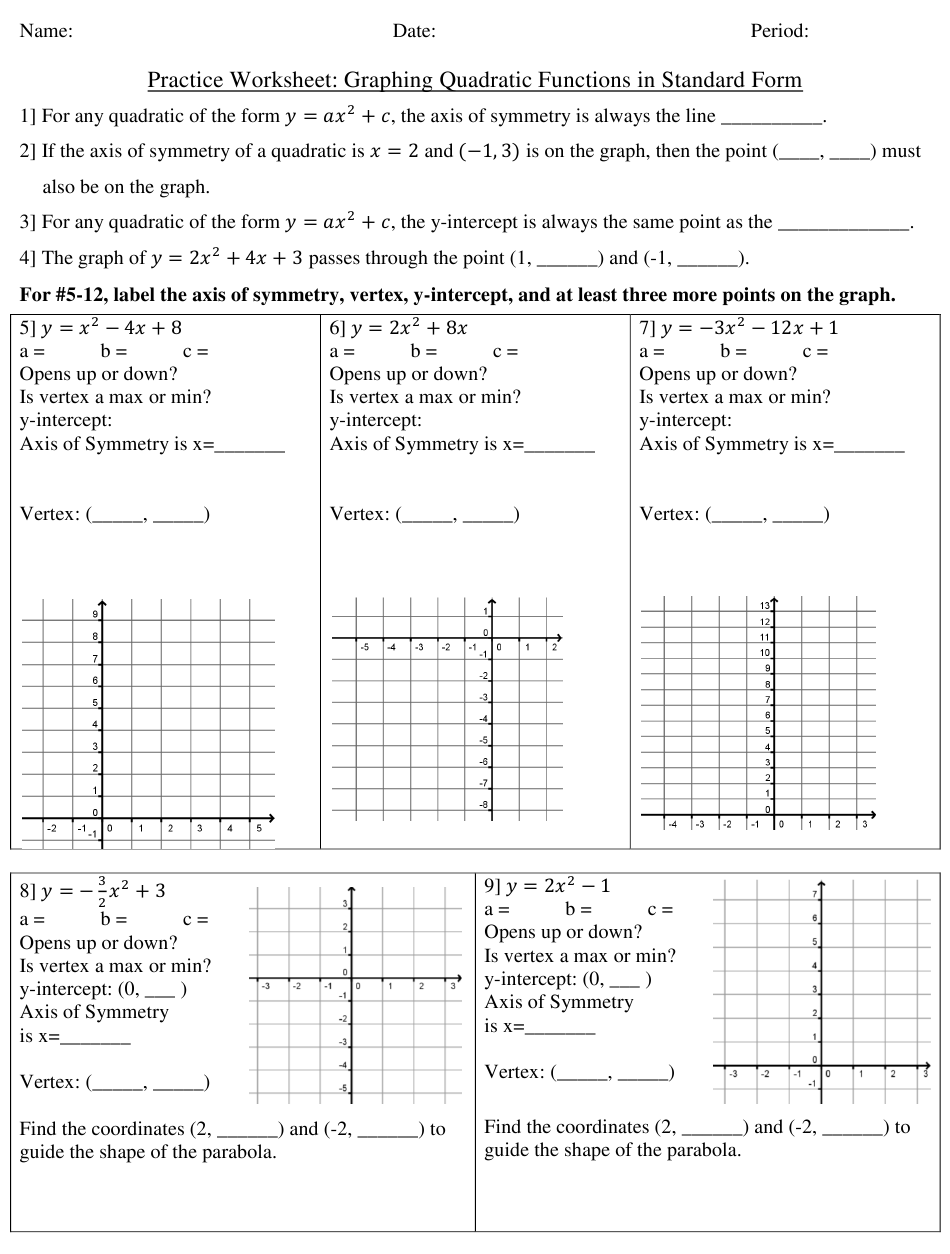 30 Graphing Quadratic Functions In Vertex Form Worksheet Answers