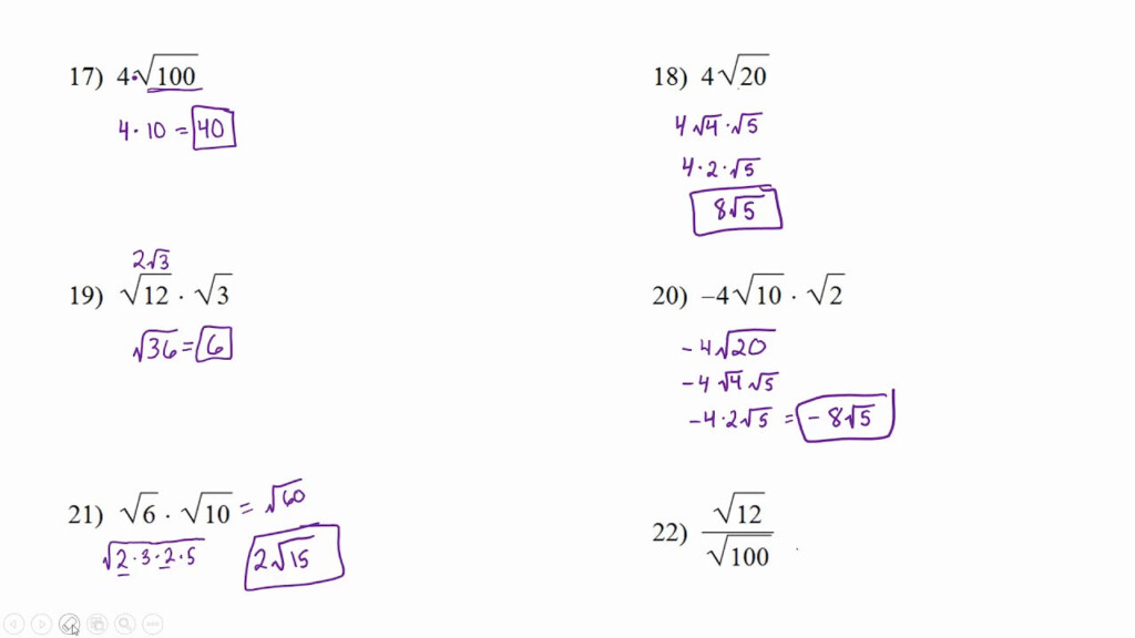 30 Simplifying Radicals Worksheet Algebra 2 Education Template