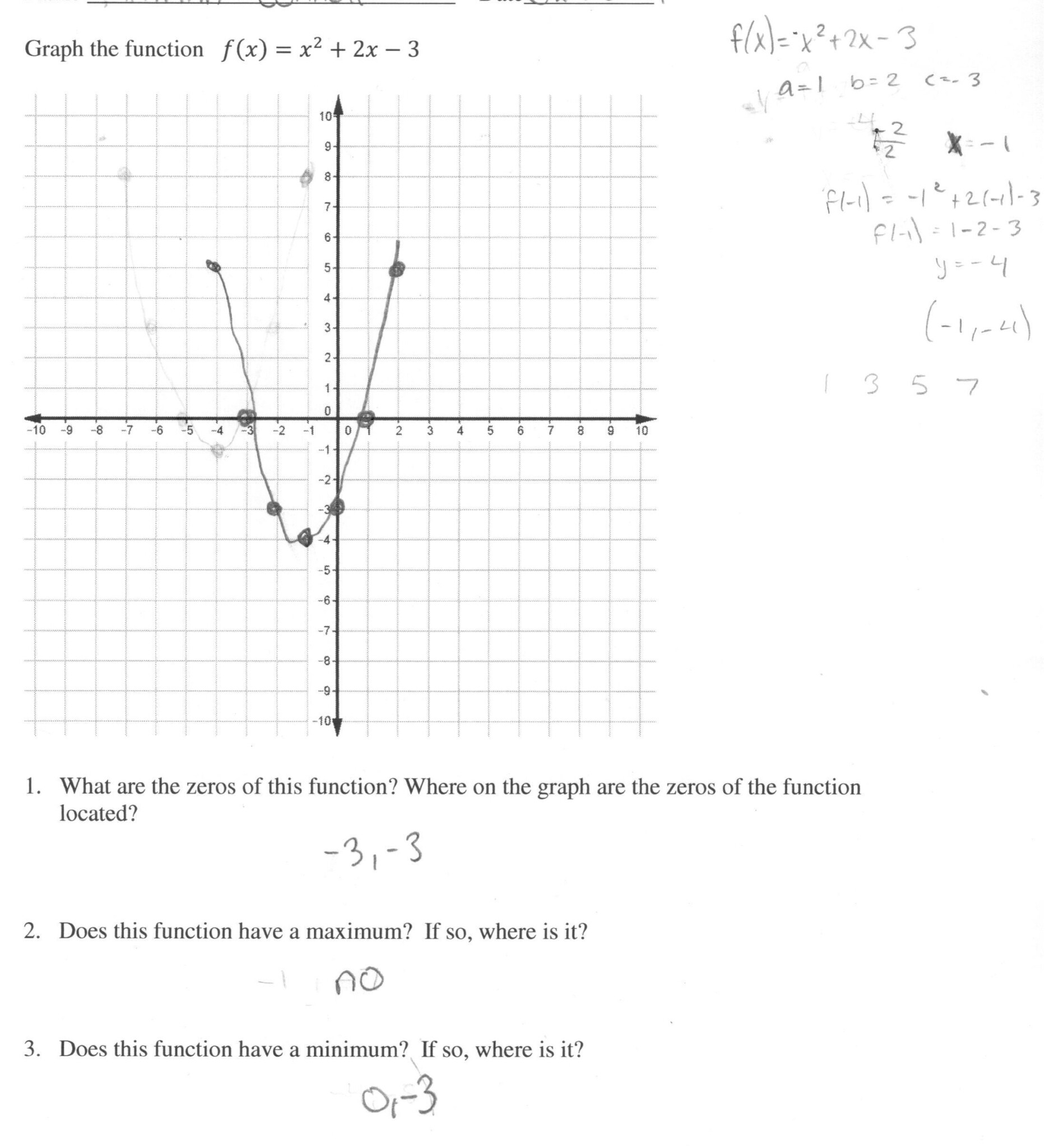 Quadratics Vertex Form Worksheet Pdf