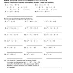 33 Solving Quadratic Equations By Factoring Worksheet Answers