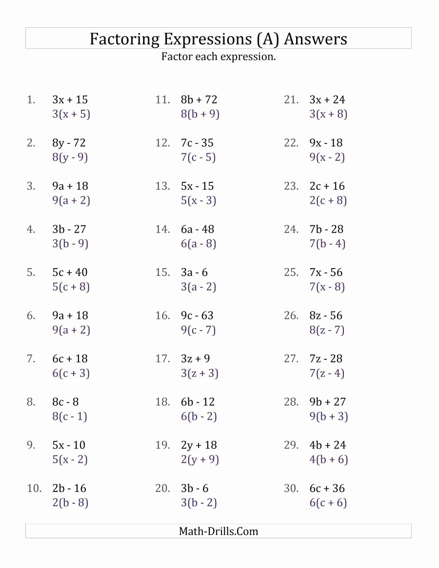 48 Factoring Linear Expressions Worksheet Chessmuseum Template Library