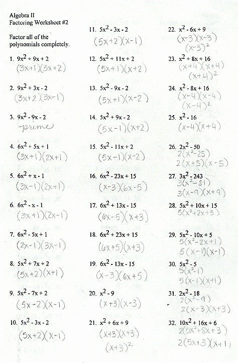 5 3 Solving Quadratic Equations By Factoring Worksheet Answers