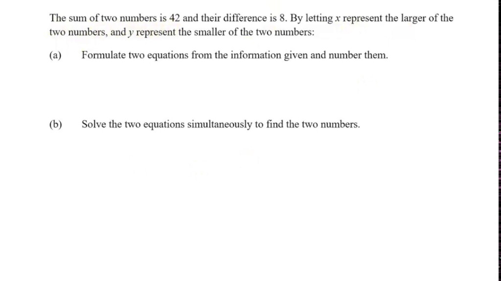 5 Simultaneous Equations Worded Example YouTube