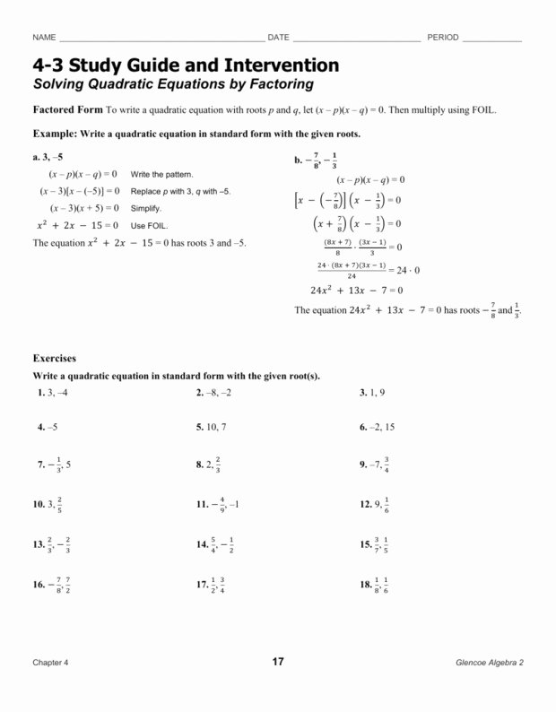 50 Factoring Quadratic Expressions Worksheet Answers Chessmuseum