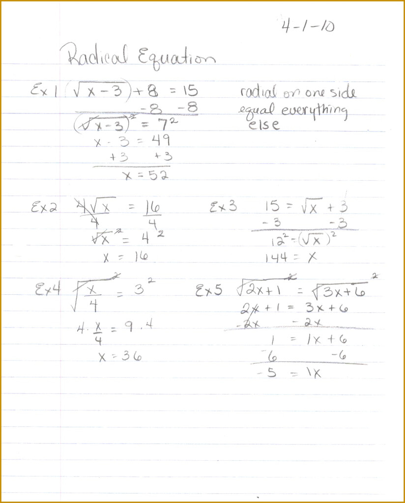 6 Solving Radical Equations Worksheet FabTemplatez