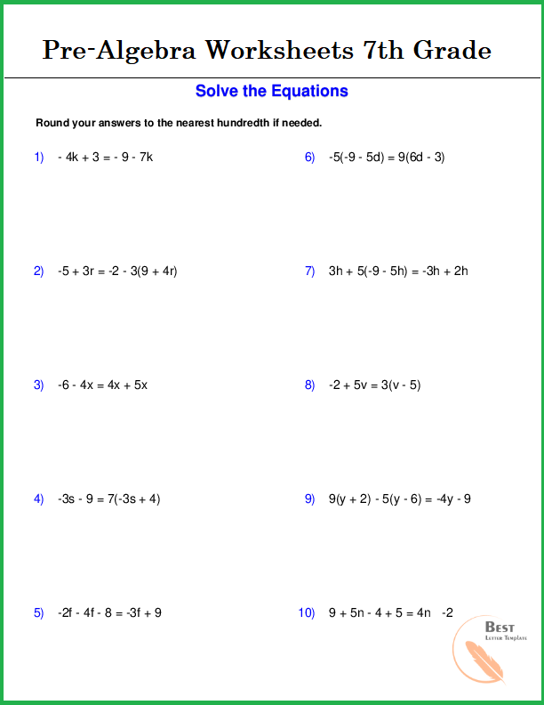 7th Grade Expressions And Equations Worksheet Pdf Tessshebaylo
