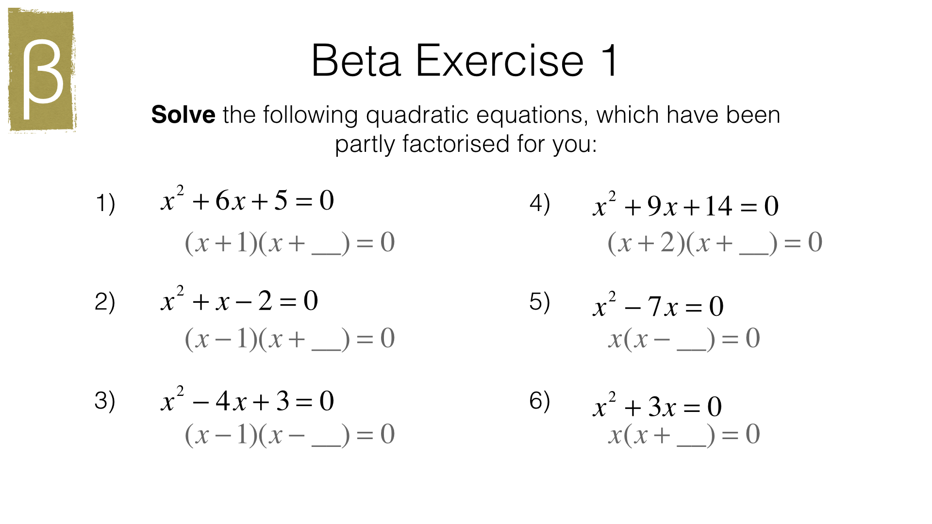 A18a Solving Quadratic Equations By Factorising BossMaths