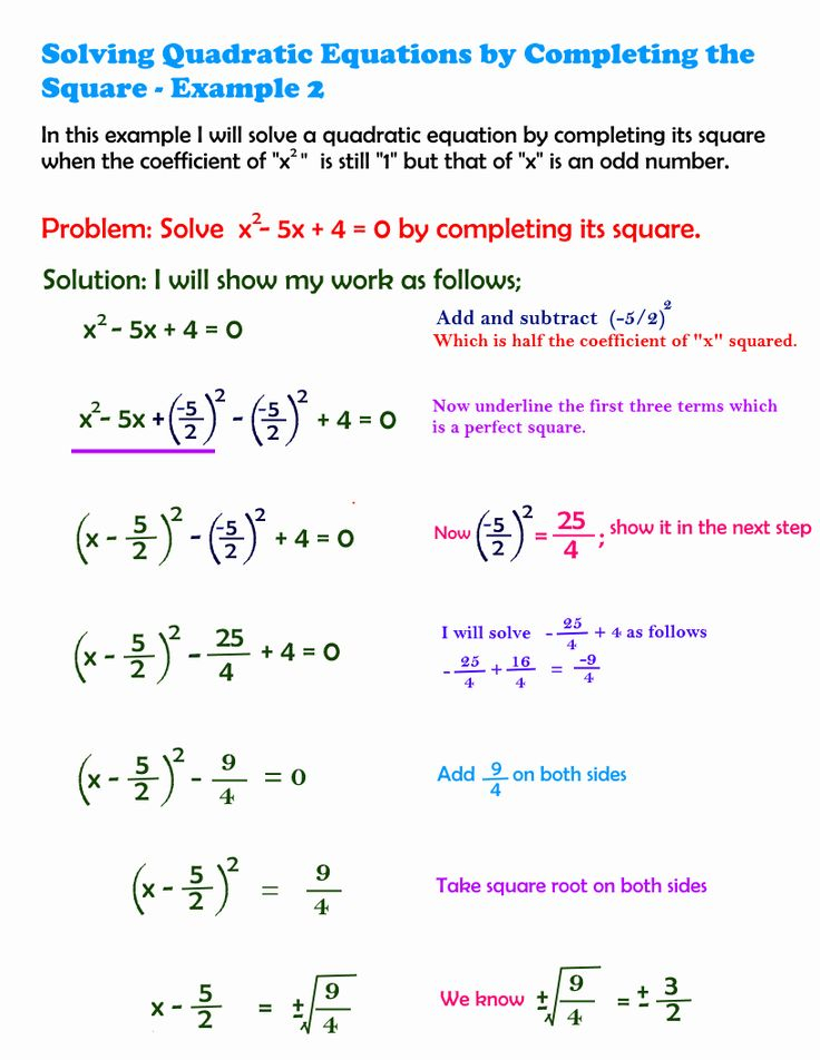 Algebra Completing The Square Worksheet