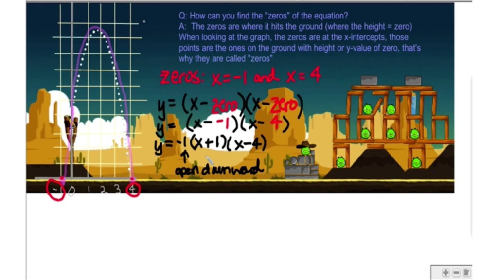 Angry Birds Find The Zeros Of A Quadratic By Kristan Morales YouTube