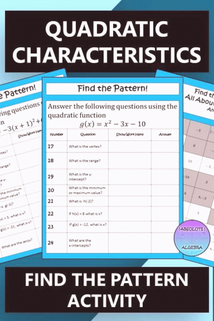 Characteristics Of Linear Functions Practice Worksheet A Linear 