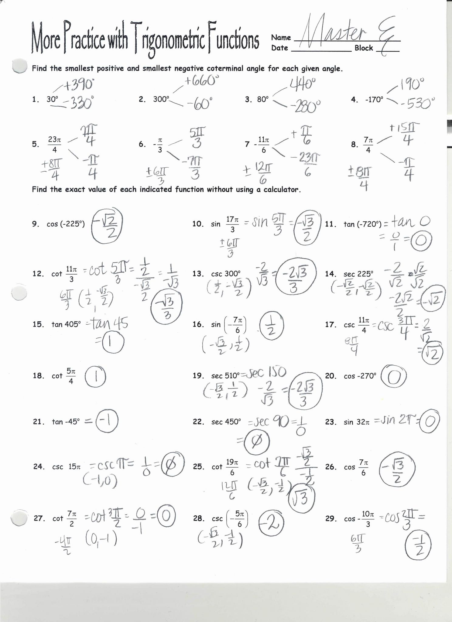 Characteristics Of Quadratic Functions Worksheet Answers
