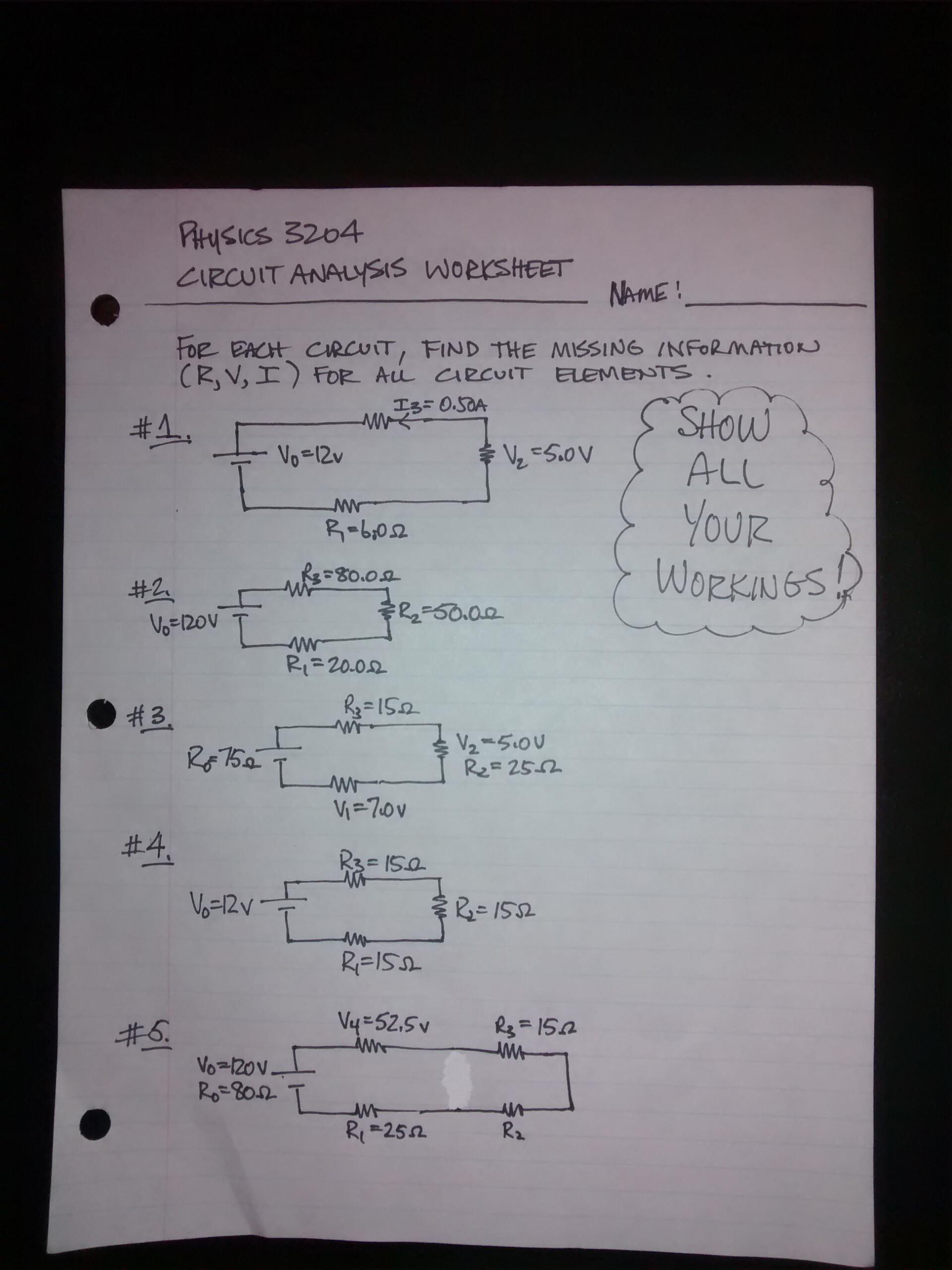 Circuit Analysis Worksheet Answers Printable Worksheet Template