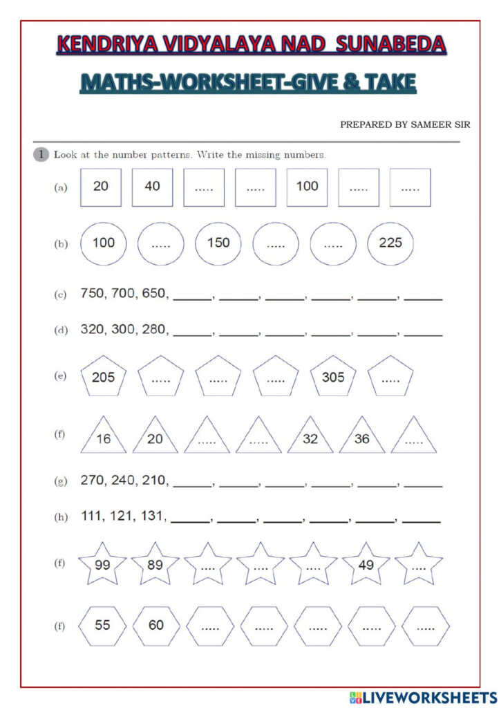 Class 3 worksheet maths give Take Worksheet