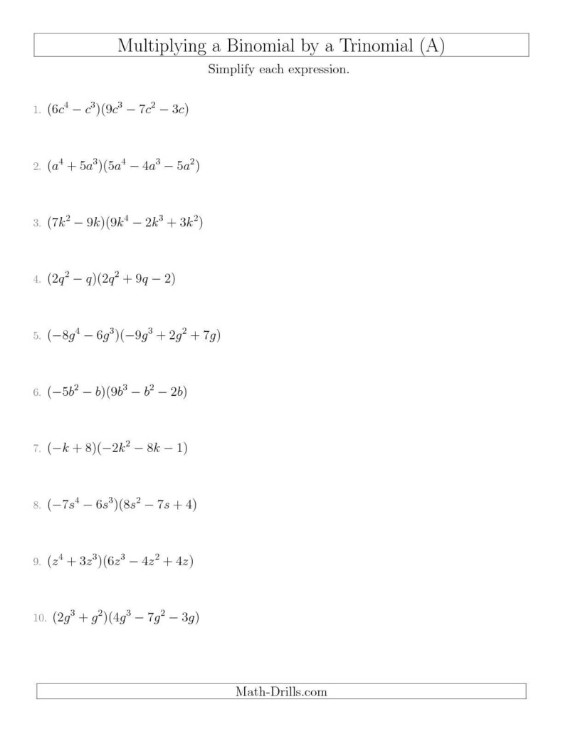 Dividing Polynomials Practice Worksheet