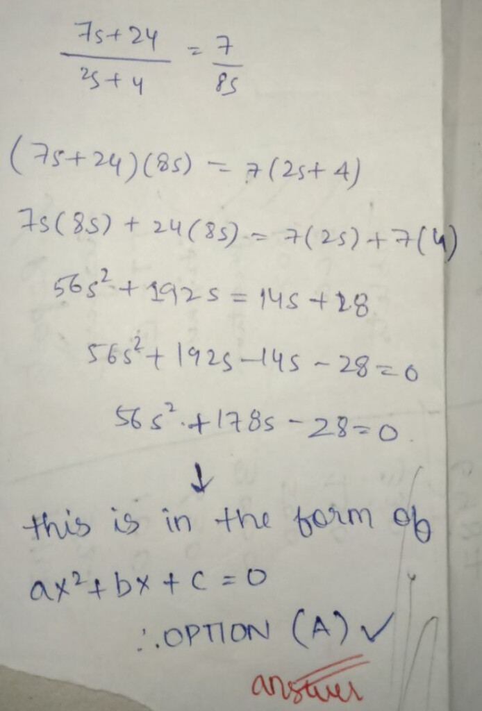 Example Of Rational Algebraic Equations Transformable To Quadratic 