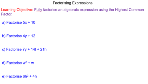 Expanding Algebraic Expressions