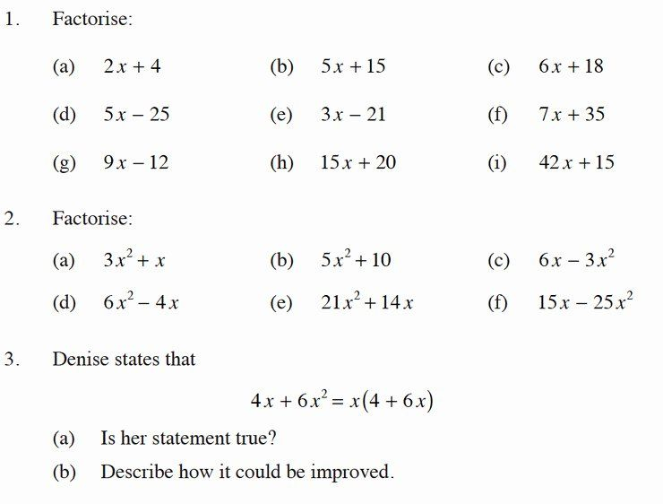 Factoring Linear Expressions Worksheet Pdf Worksheet