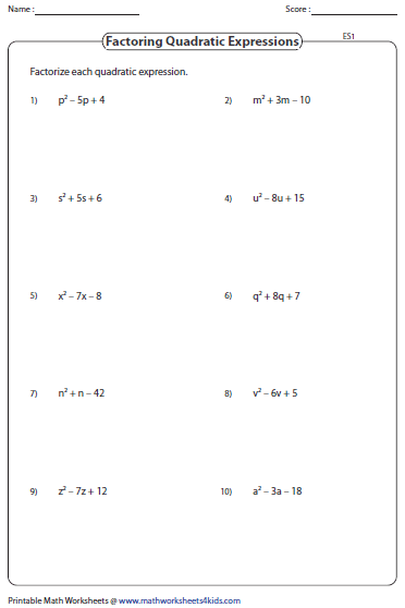 Factoring Polynomial Worksheets