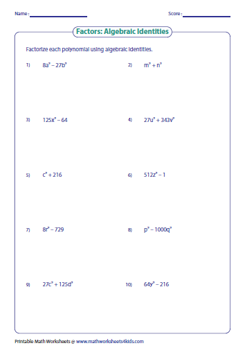 Factoring Polynomials Worksheet With Answers Grade 8 Worksheetpedia