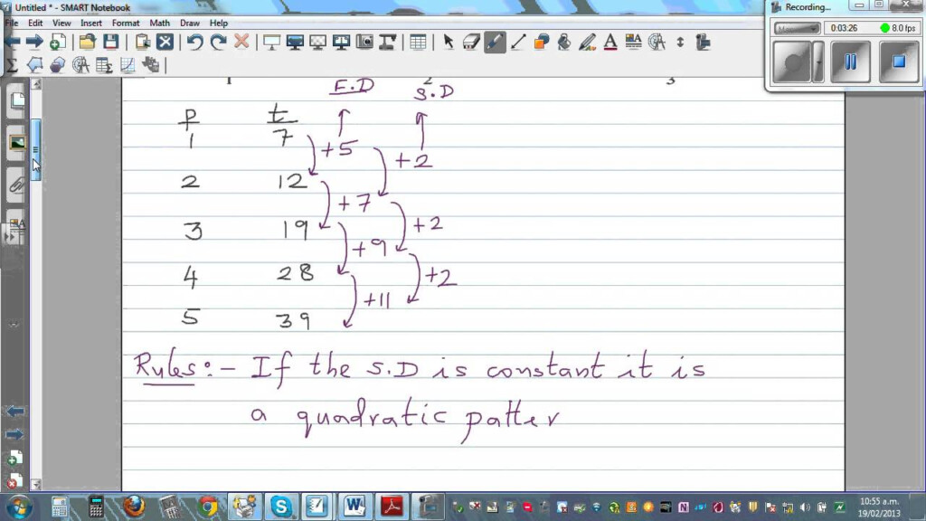 Finding The Rule Of A Quadratic Number Pattern Triangles And Matches 