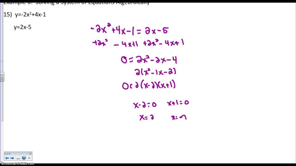 From Linear To Quadratic Worksheet Quadratic Linear Systems Geogebra 