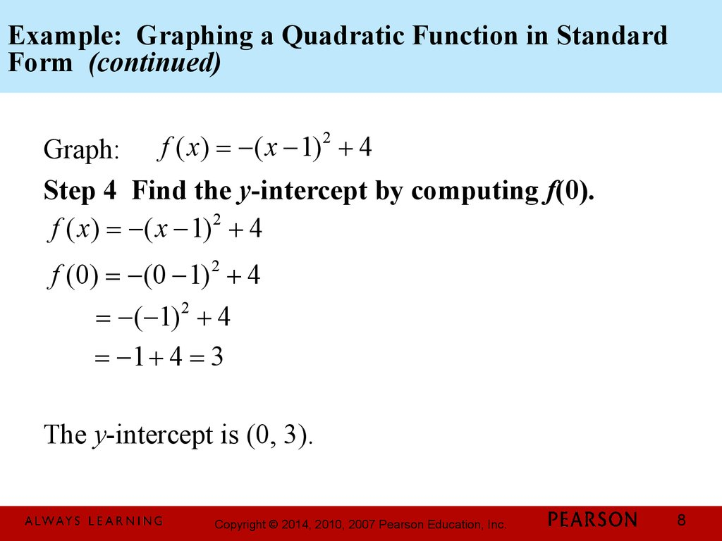 Graph In Standard Form Quadratics Example