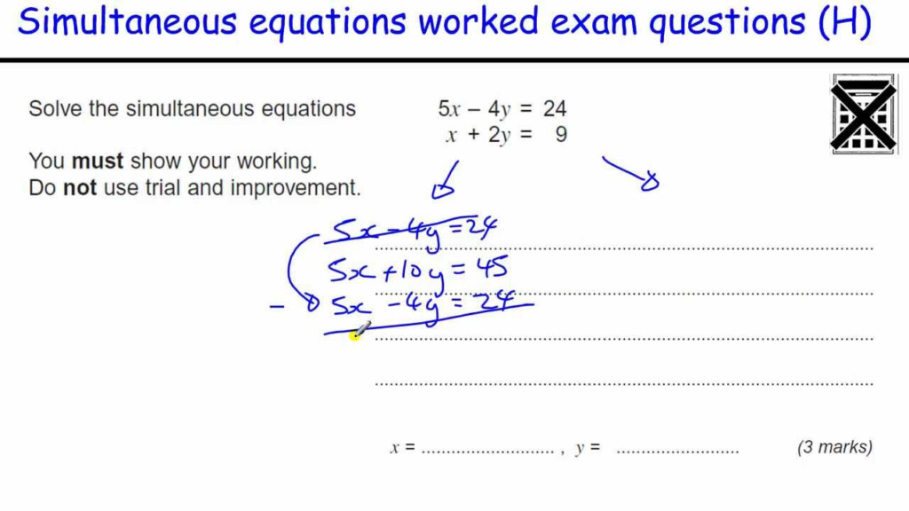 How To Do Simultaneous Equations GCSE Maths Revision Higher Exam Qu 