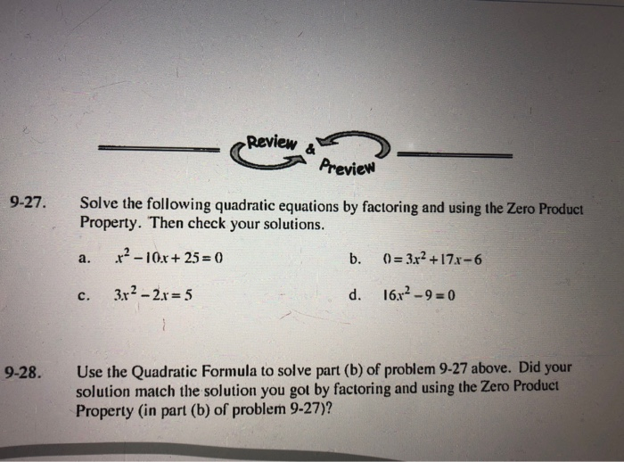 How To Solve Quadratic Equations By Factoring And Using The Zero
