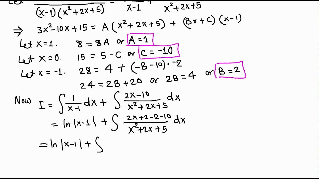 Integration By Partial Fraction Decomposition quadratic Factor