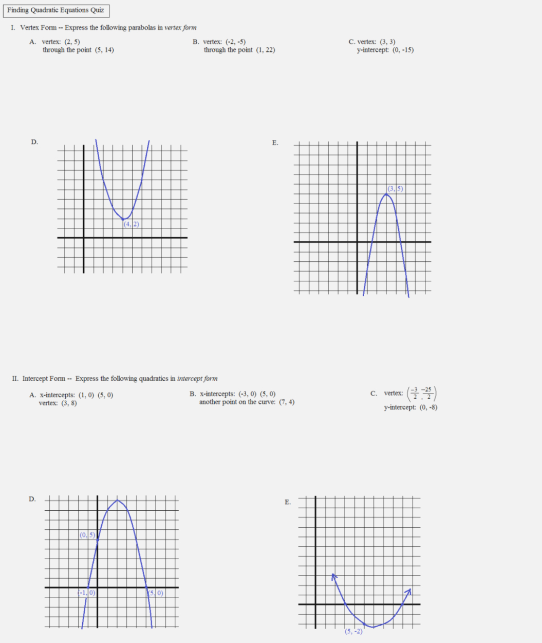 Key Features Of Graphs Of Functions Worksheet Answers Groveinspire