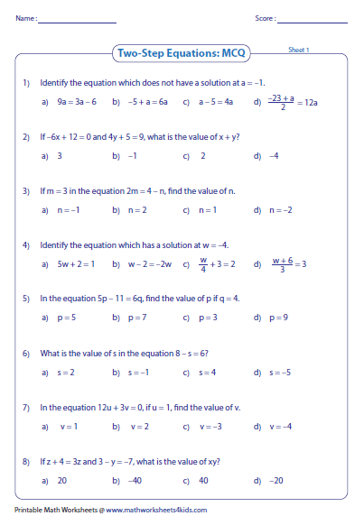 Kuta Software Algebra 1 Multi Step Equations Thekidsworksheet