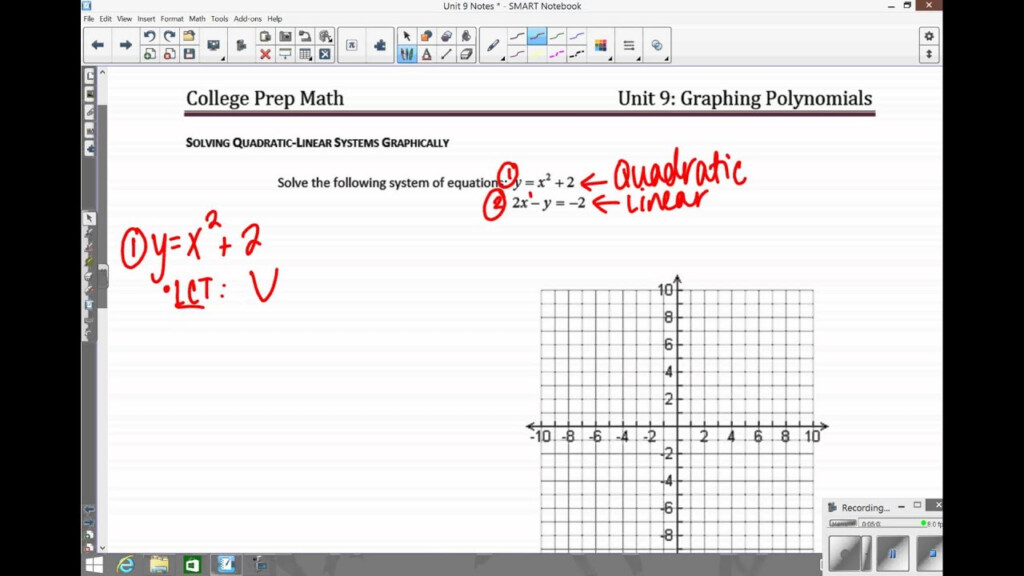 Lesson 7 Quadratic Linear Systems Graphically YouTube