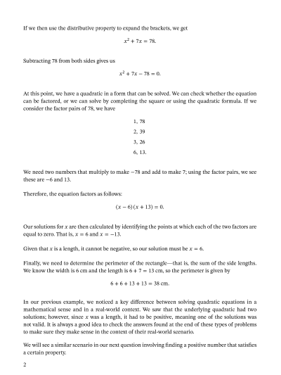 Lesson Applications Of Quadratic Equations Nagwa