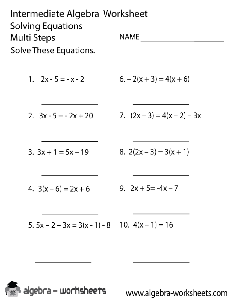 Print The Free Factoring Equations Intermediate Algebra Worksheet 