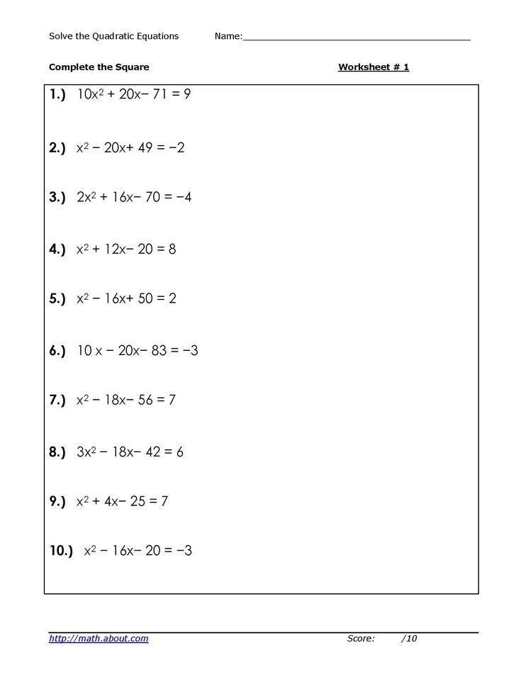 Quadratic Functions Worksheet With Answers 4 Worksheets For Solving