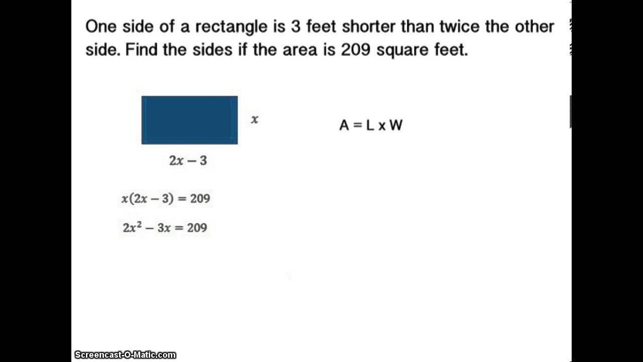 Quadratic Word Problems YouTube