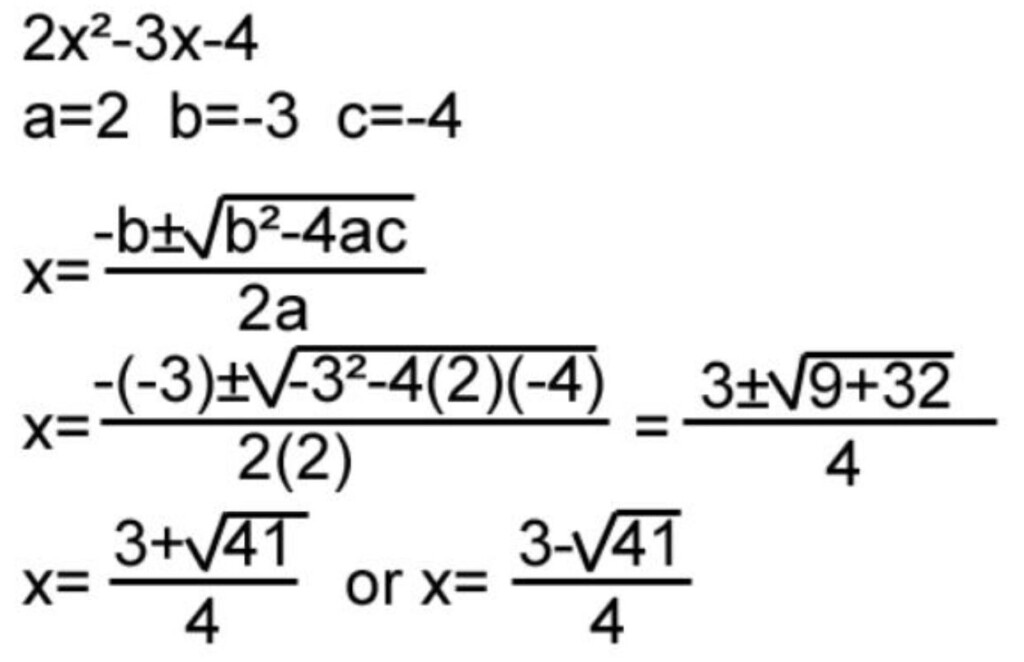 Solving Quadratics By Using The Quadratic Formula