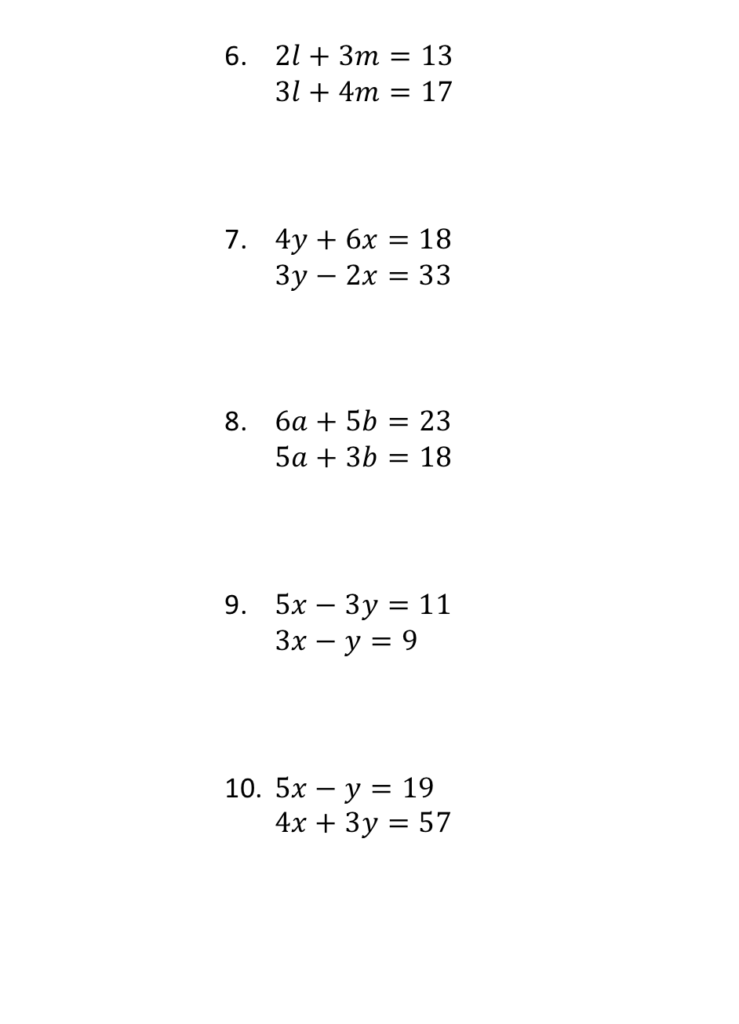 Solving Simultaneous Equations Worksheet With Answers Tessshebaylo