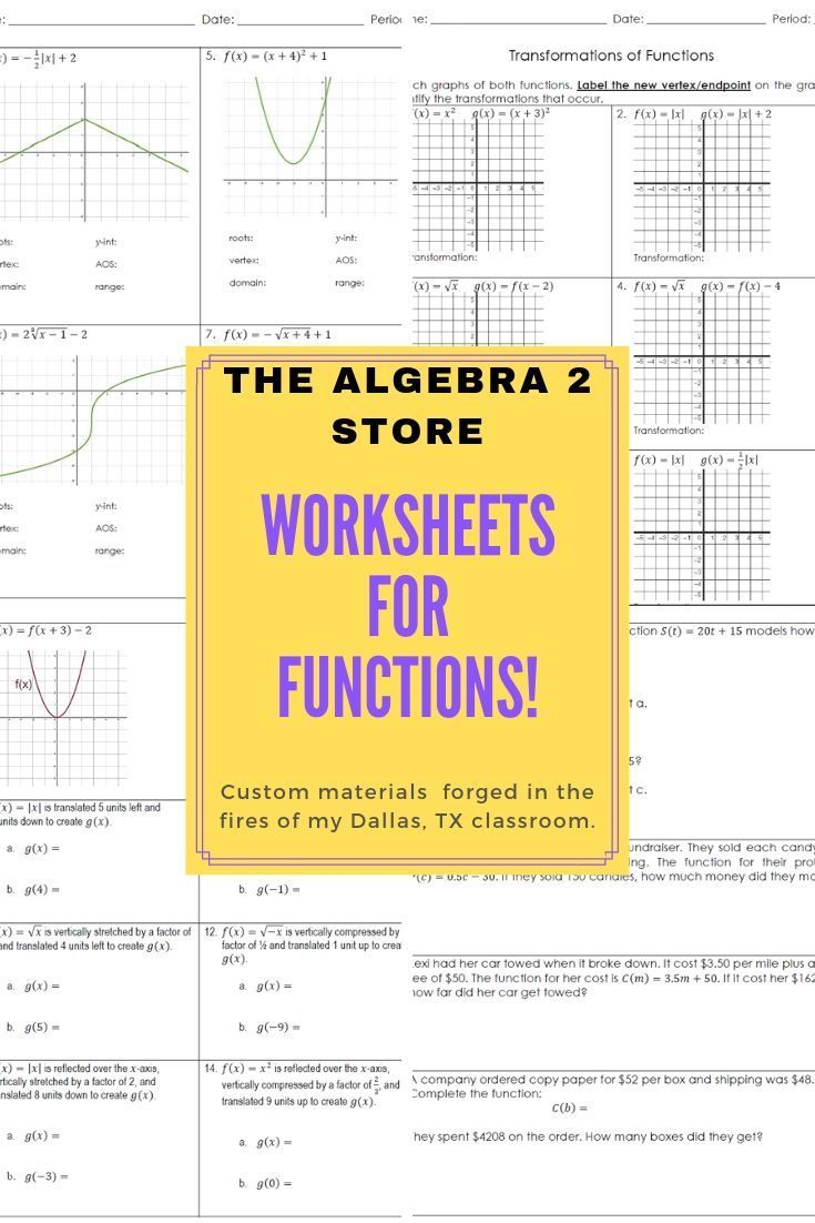 Transformations Of Functions Worksheet Algebra 2 Thekidsworksheet