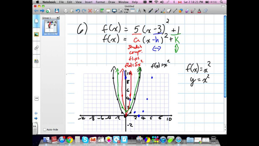 Transforming And Graphing Quadratic Functions Grade 11 Mixed Chapter 1 