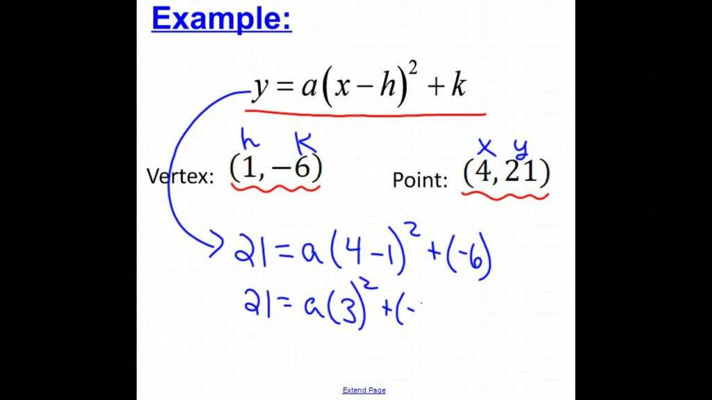 Worksheets For Quadratic Equations Vertex Form Worksheet