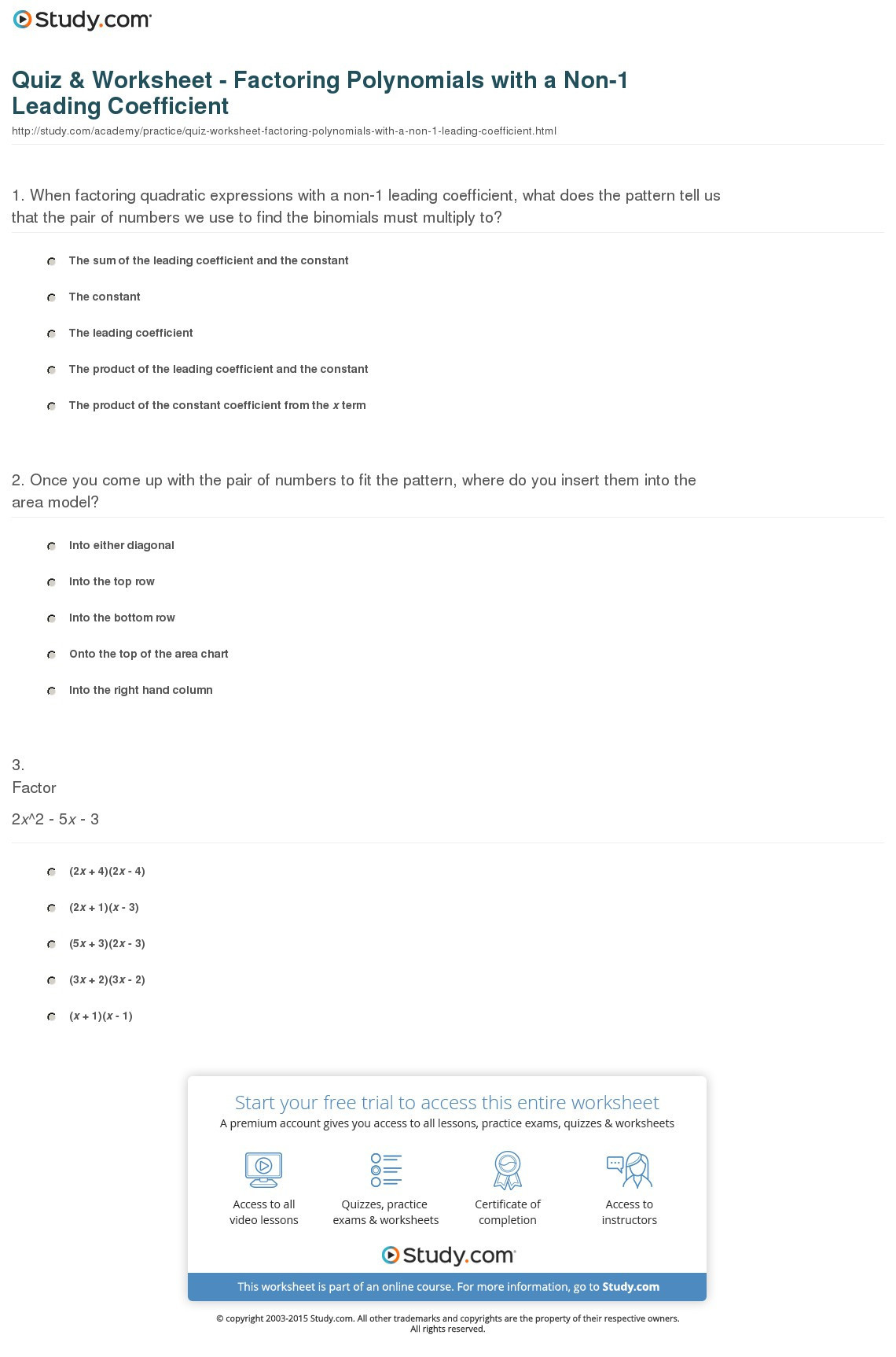 30 Factoring Quadratic Expressions Worksheet Answers Education Template