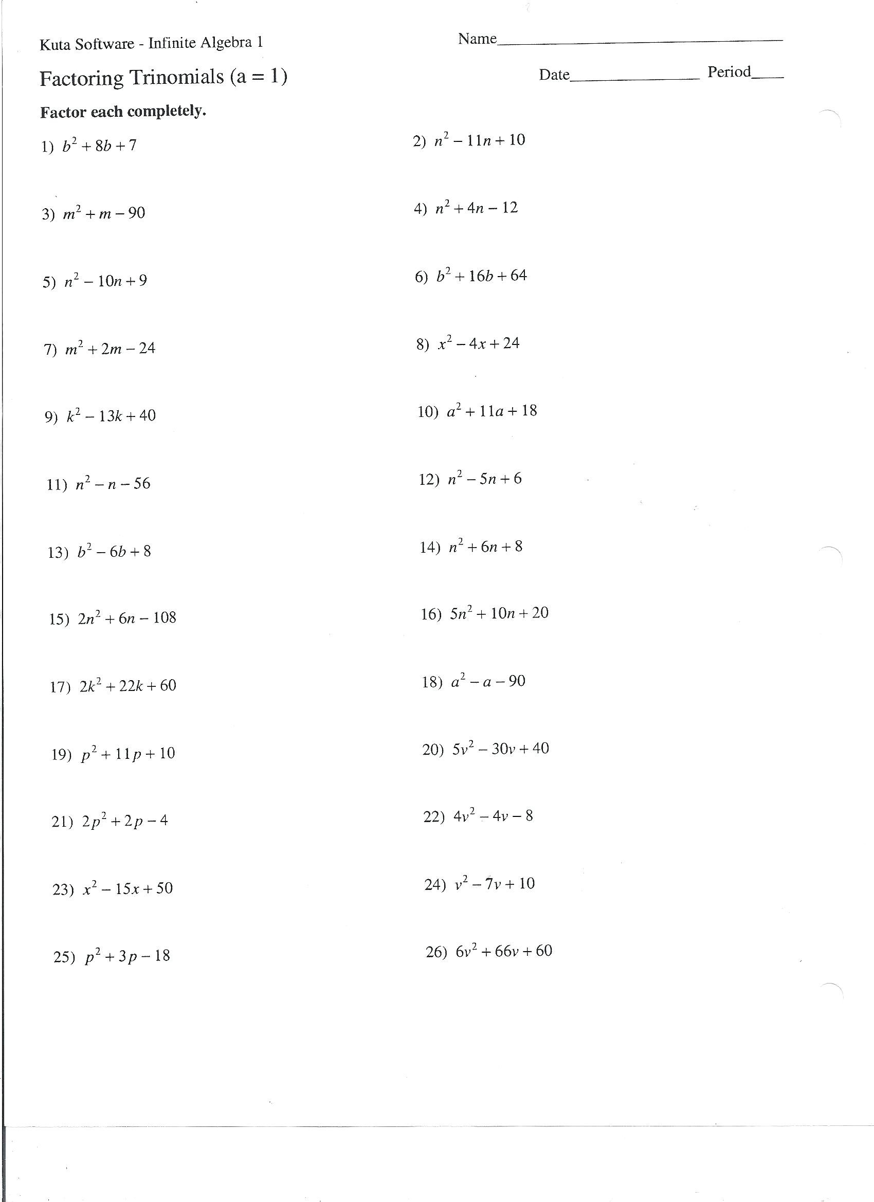 30 Factoring Quadratic Expressions Worksheet Answers Education Template