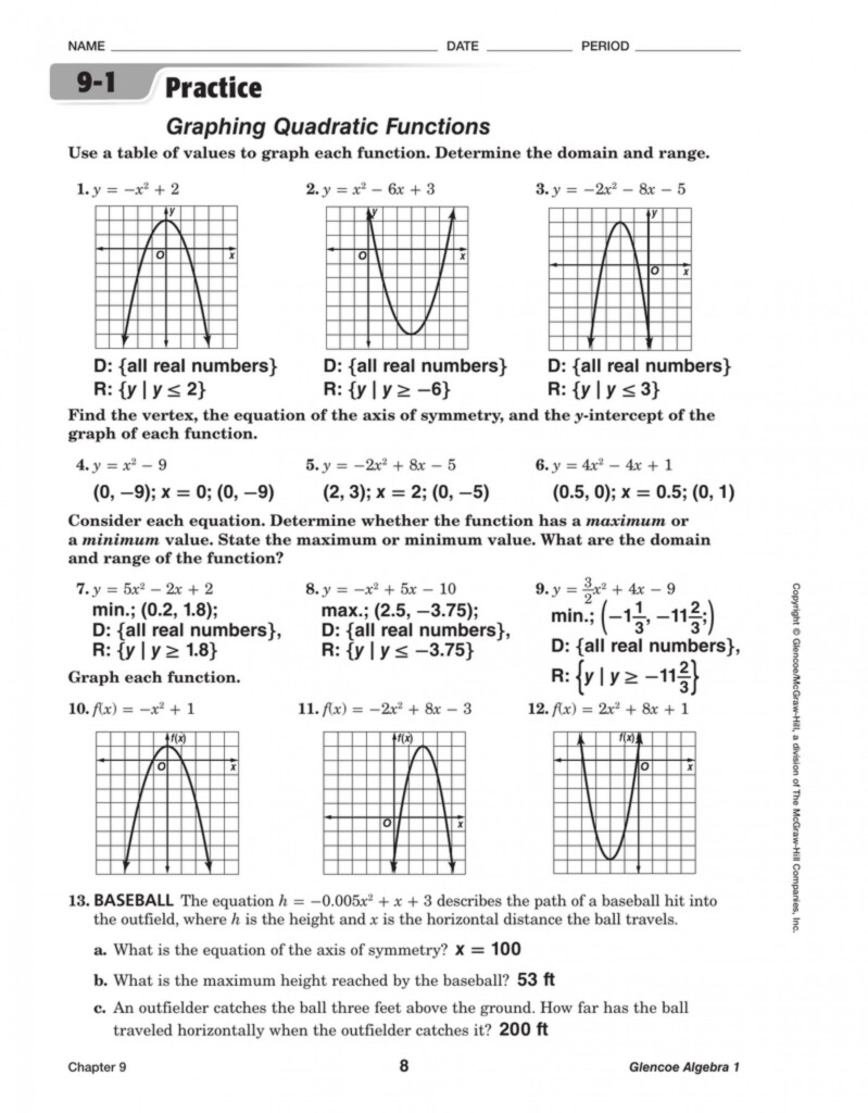 38 Graphing Quadratics In Standard Form Worksheet Worksheet Live