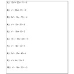 4 Worksheets For Solving Quadratic Equations Solving Quadratic