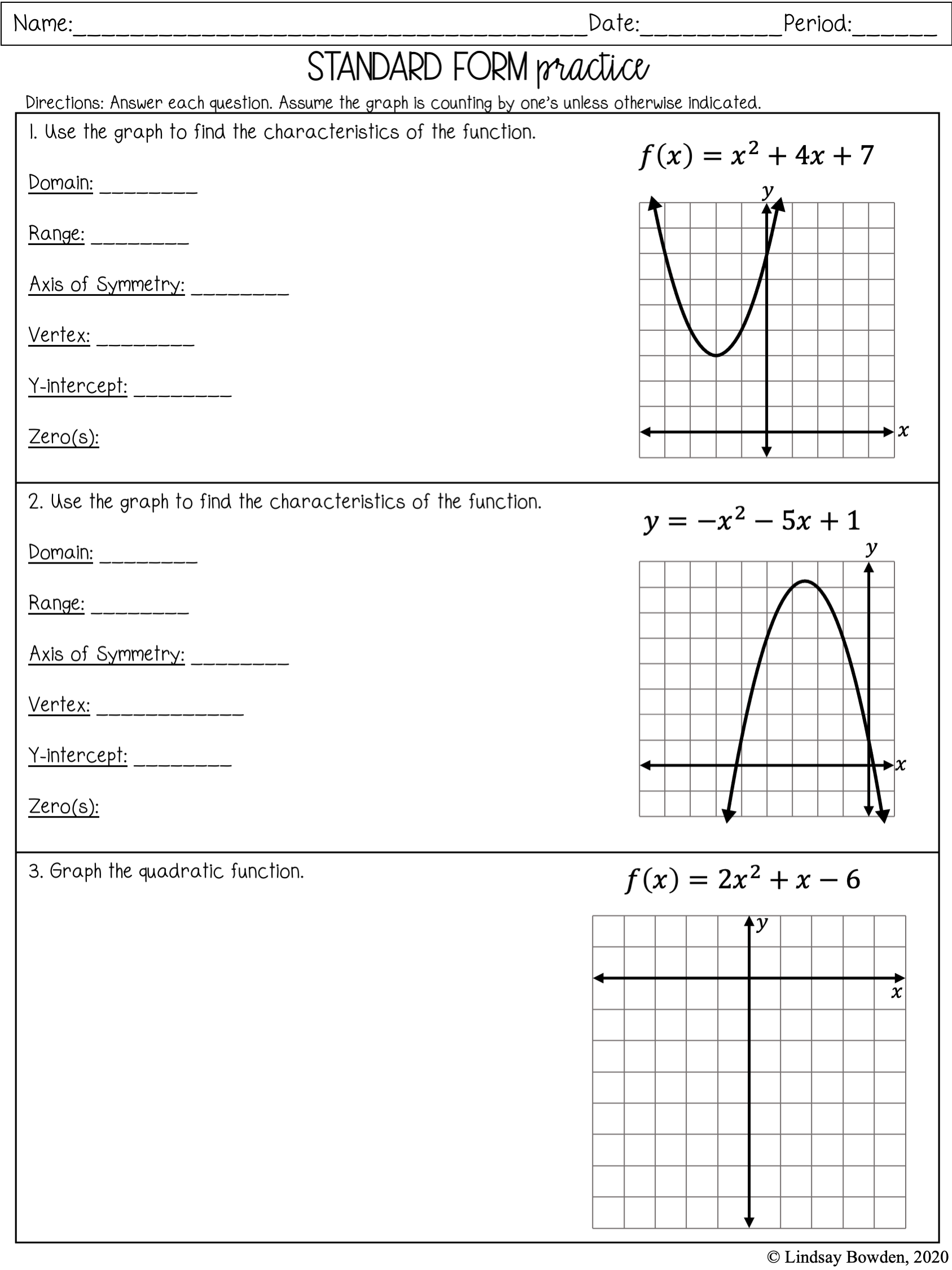 40 Graphing Quadratics In Vertex Form Worksheet Worksheet Master