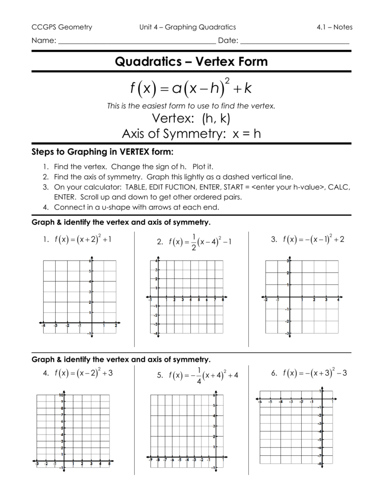 41 Graphing Quadratics In Vertex Form Notes Ef 1 Db excel